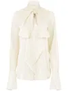 Nina Ricci Pussy-bow Collar Silk Shirt In Neutrals