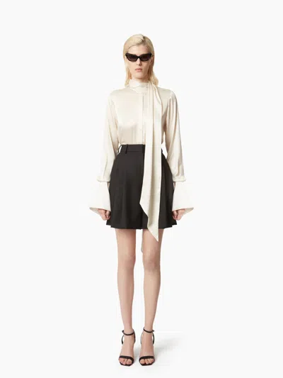 Nina Ricci Satin Lavaliere Shirt In Neutral