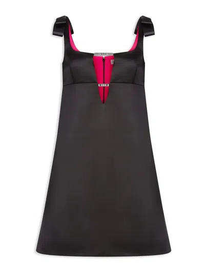 Nina Ricci Satin Mini A-line Dress In Black