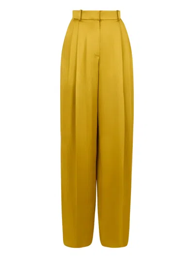 Nina Ricci Satin Straight Trousers In Yellow