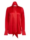 Nina Ricci Lavalliere Satin Shirt In Red