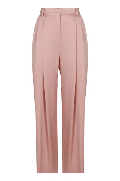 Nina Ricci Pleated Satin Trousers Pockets In Pink