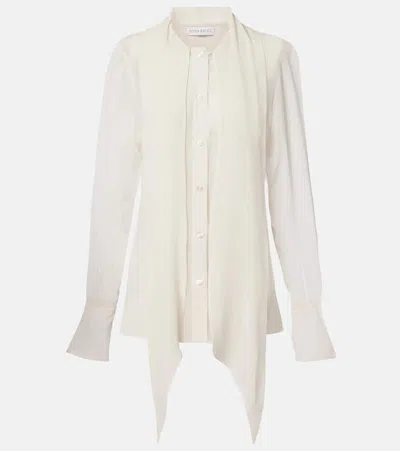 Nina Ricci Scarf-detail Silk Blouse In Brown