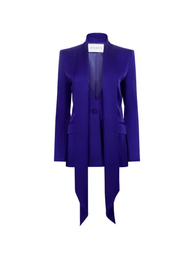 Nina Ricci Scarf-detail Cady Blazer In Blue