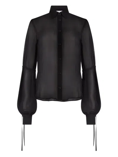 Nina Ricci See-through Bow Shirt In Black