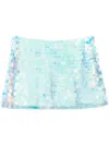 Nina Ricci Shimmering Sequin High Waist Mini Skirt In Blue