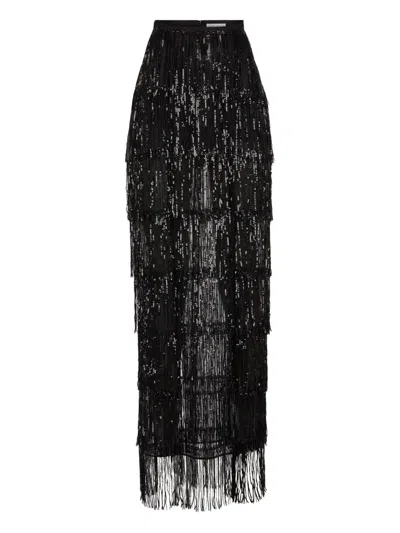 Nina Ricci Sequin-fringed Maxi Skirt In Black