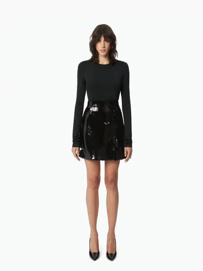 Nina Ricci Mini Jupe Portefeuille En Sequins In Black