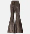 Nina Ricci Sequined Flared Pants In Brown