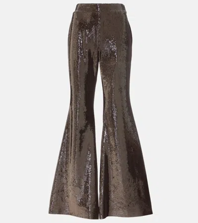 Nina Ricci Sequined Flared Pants In Brown