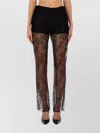 Nina Ricci Sheer Lace High Waist Slim Fit Trousers In Black