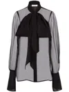 Nina Ricci Sheer Sleeved Top Pussy-bow Detail In 黑色