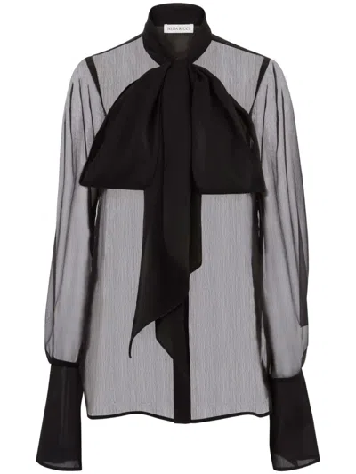 Nina Ricci Sheer Silk Shirt In Black