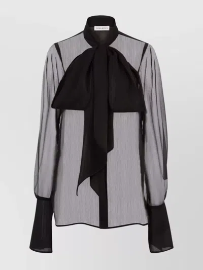 NINA RICCI SHEER SLEEVED TOP PUSSY-BOW DETAIL