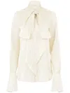 Nina Ricci Pussy-bow-collar Silk-cotton Shirt In U Creme