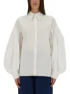 Nina Ricci Collared Shirt Puff Sleeves In White