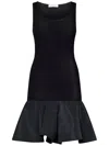 Nina Ricci Taffeta Peplum Knit Dress In Black