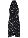Nina Ricci Halter Neck Polka Dot Midi Dress In Black