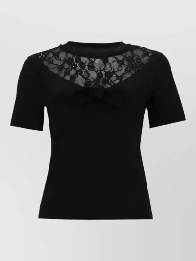 Nina Ricci T-shirt With Bow And Lace Inserts In Black