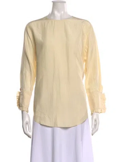 Pre-owned Nina Ricci Silk Bateau Neckline Blouse In Neutral