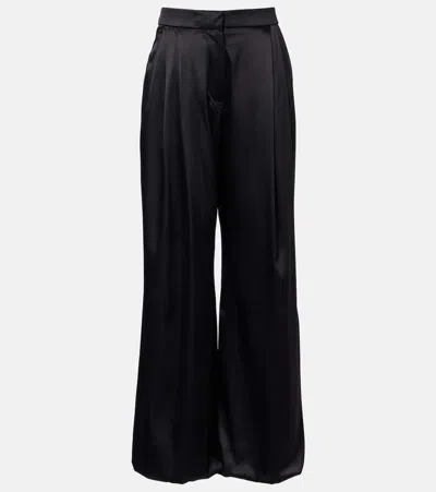 Nina Ricci Silk-blend Satin Wide-leg Pants In Black