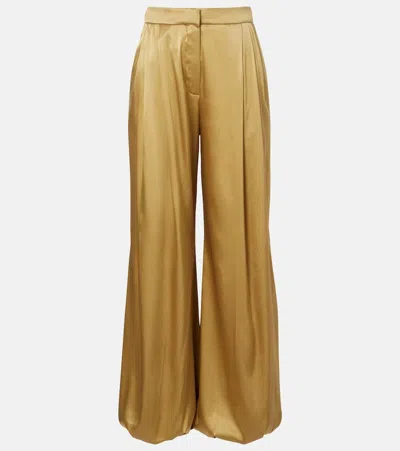 Nina Ricci Silk-blend Satin Wide-leg Pants In Gold
