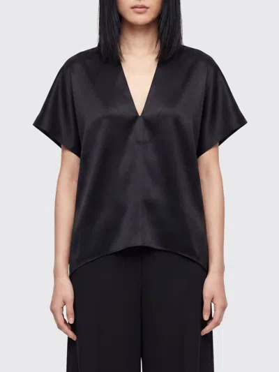 Nina Ricci V-neck Silk Blend Minimalist Top In Black