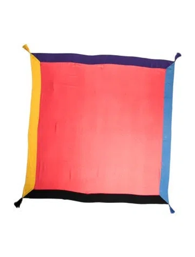 Pre-owned Nina Ricci Silk Colorblock Pattern Scarf In Red