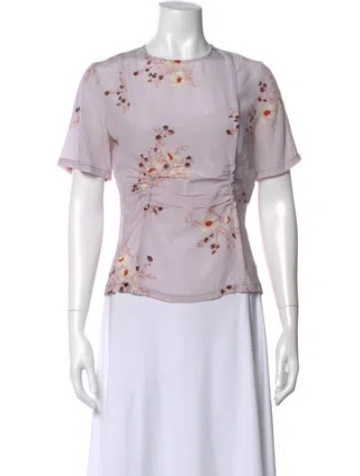 Pre-owned Nina Ricci Silk Floral Print Blouse In Purple