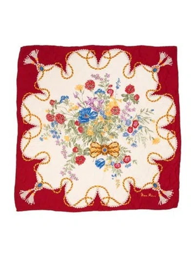 Pre-owned Nina Ricci Silk Floral Print Pareo In Red