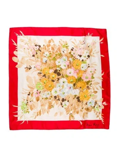 Pre-owned Nina Ricci Silk Floral Print Scarf In Multi