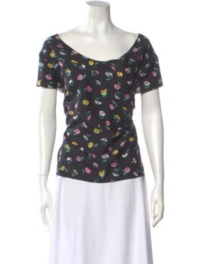 Pre-owned Nina Ricci Silk Floral Print Top In Multi