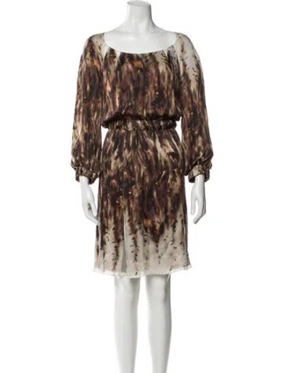 Pre-owned Nina Ricci Silk Knee-length Dress W/ Tags In Multi