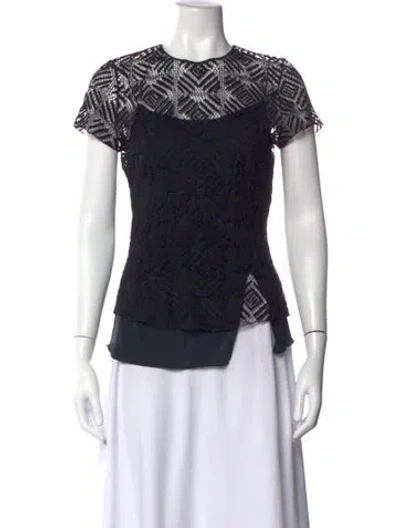 Pre-owned Nina Ricci Silk Lace Pattern Top In Black