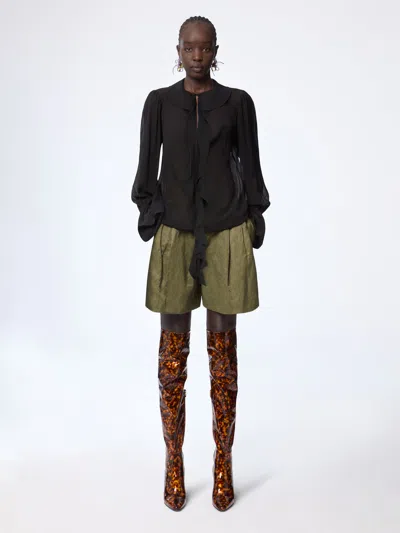 Nina Ricci Silk Lavalliere Shirt In Black