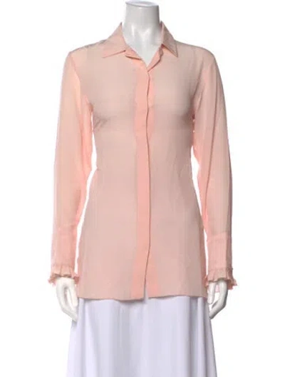 Pre-owned Nina Ricci Silk Long Sleeve Blouse In Pink