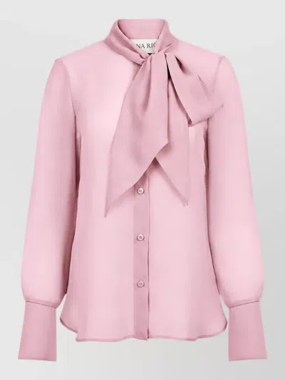 Nina Ricci Silk Long-sleeve Shirt In Pink