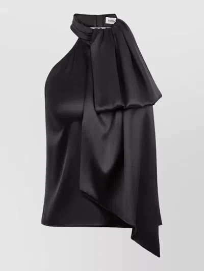 Nina Ricci Silk Long-sleeve Top In Black