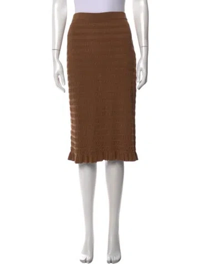 Pre-owned Nina Ricci Silk Midi Length Skirt In Brown