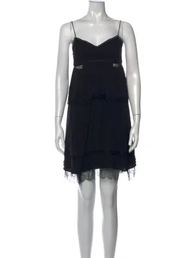Pre-owned Nina Ricci Silk Mini Dress In Black