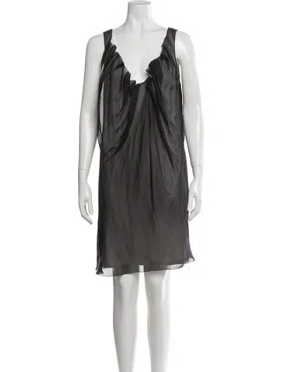 Pre-owned Nina Ricci Silk Mini Dress In Gray