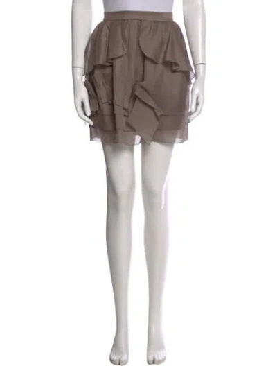Pre-owned Nina Ricci Silk Mini Skirt In Neutral