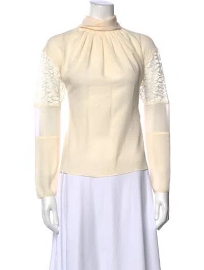 Pre-owned Nina Ricci Silk Mock Neck Blouse In Neutral