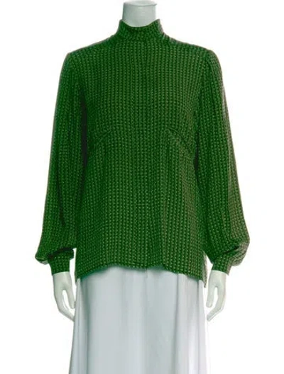 Pre-owned Nina Ricci Silk Patterned Top In Green