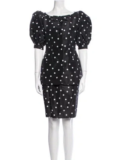 Pre-owned Nina Ricci Silk Polka Dot Print Skirt Suit In Multi