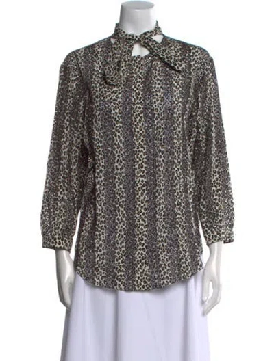 Pre-owned Nina Ricci Silk Printed Button-up Top In Multi
