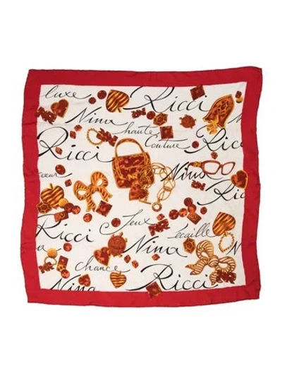 Pre-owned Nina Ricci Silk Printed Scarf In Multi