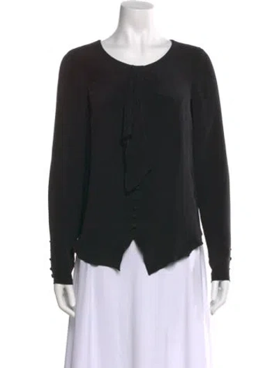 Pre-owned Nina Ricci Silk Scoop Neck Blouse In Black
