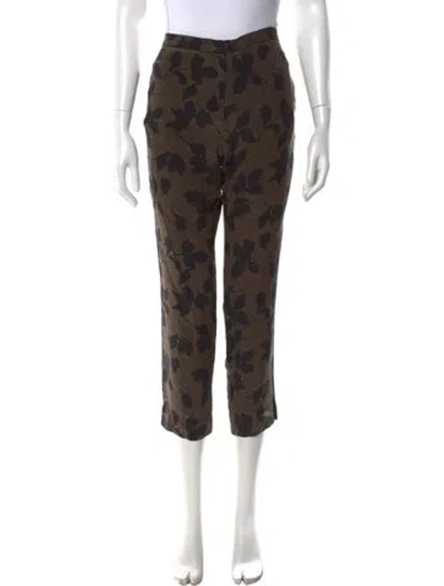 Pre-owned Nina Ricci Silk Straight Leg Pants In Brown