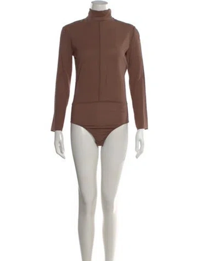 Pre-owned Nina Ricci Silk Turtleneck Bodysuit In Brown